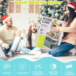 Kinderküche mit 54 Zubehör Spielküche PuppenkücheSpielzeugküche für Kinder ab 3 Jahren Blau