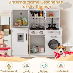 Kinderküche mit Zubehör Spielküchen-Spielzeugset mit Ofen & Waschmaschine
