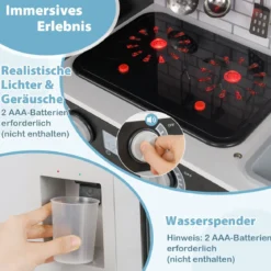 Kinderküche mit Zubehör Spielküchen-Spielzeugset mit Ofen & Waschmaschine Schwarz