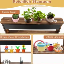 Kinderküchen aus Tannenholz mit Drehbarem Wasserhahn & Abnehmbarem Spülbecken & Kreidetafel