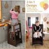Kinder-Küchenhocker mit Doppelten Sicherheitshandläufen Kleinkindhocker 46,5 x 46,5 x 90 cm Braun