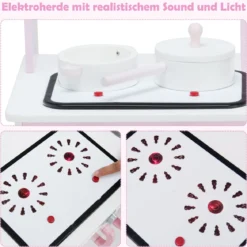 Kinder-Küchen-Spielset Kinderküche Spielzeugküche für Kleinkinder 55 x 30 x 80cm Rosa + Weiß