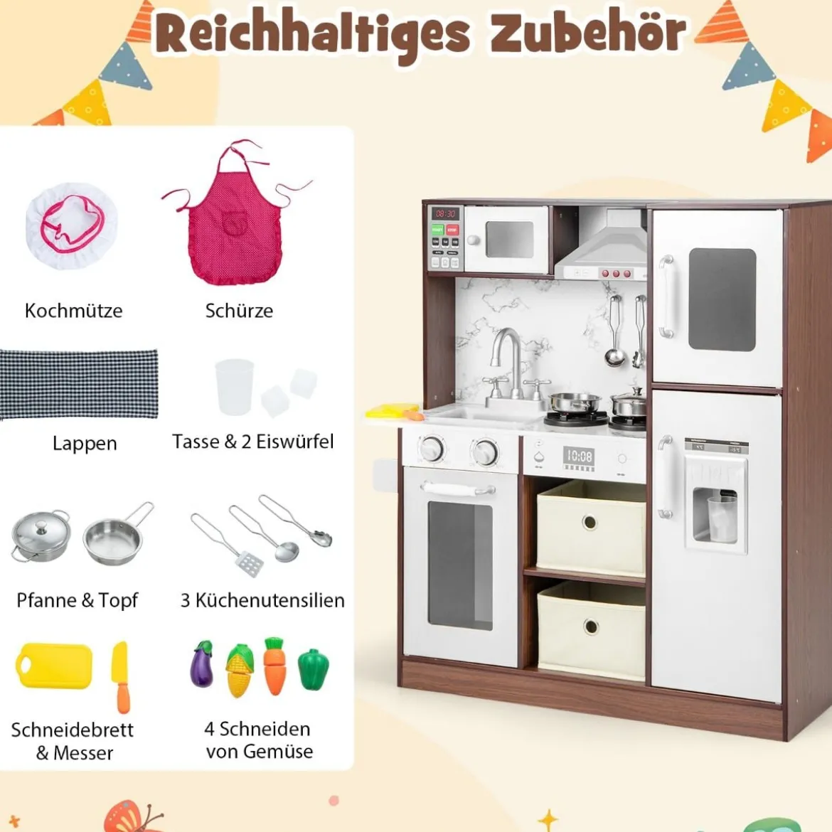 Kinderküchen-Spielset moderne Spielzeugküche mit attraktiven Lichtern Kaffee