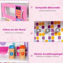 Kinderküchenspielzeug Spielküche für Kleinkind Rollenspiel Kinderküche 57 x 28 x 95,5 cm Rosa