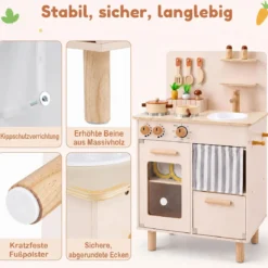 Kinderküche Puppenküche mit Herd Spüle & Geschirrspüler 50,5 x 30,5 x 80,5 cm für Kinder ab 3 Jahren