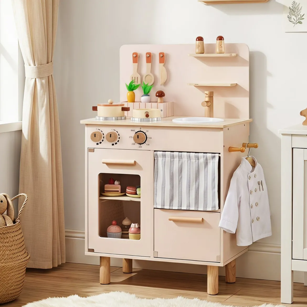 Kinderküche Puppenküche mit Herd Spüle & Geschirrspüler 50,5 x 30,5 x 80,5 cm für Kinder ab 3 Jahren