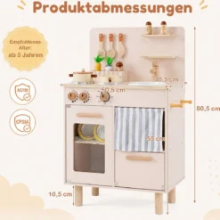 Kinderküche Puppenküche mit Herd Spüle & Geschirrspüler 50,5 x 30,5 x 80,5 cm für Kinder ab 3 Jahren