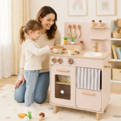 Kinderküche Puppenküche mit Herd Spüle & Geschirrspüler 50,5 x 30,5 x 80,5 cm für Kinder ab 3 Jahren