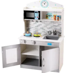 Kinderküche Spielküche Kinderspielküche Grau 57 x 28 x 95,5 cm Holz