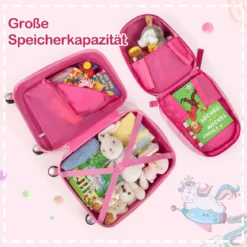 Kinderkoffer 2-Teiliges Kinder-Gepäckset Handgepäck- und Rucksack-Set Rosa