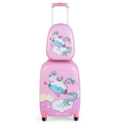 Kinderkoffer 2-Teiliges Kinder-Gepäckset Handgepäck- und Rucksack-Set Rosa