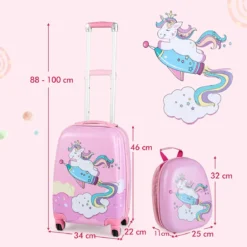 Kinderkoffer 2-Teiliges Kinder-Gepäckset Handgepäck- und Rucksack-Set Rosa