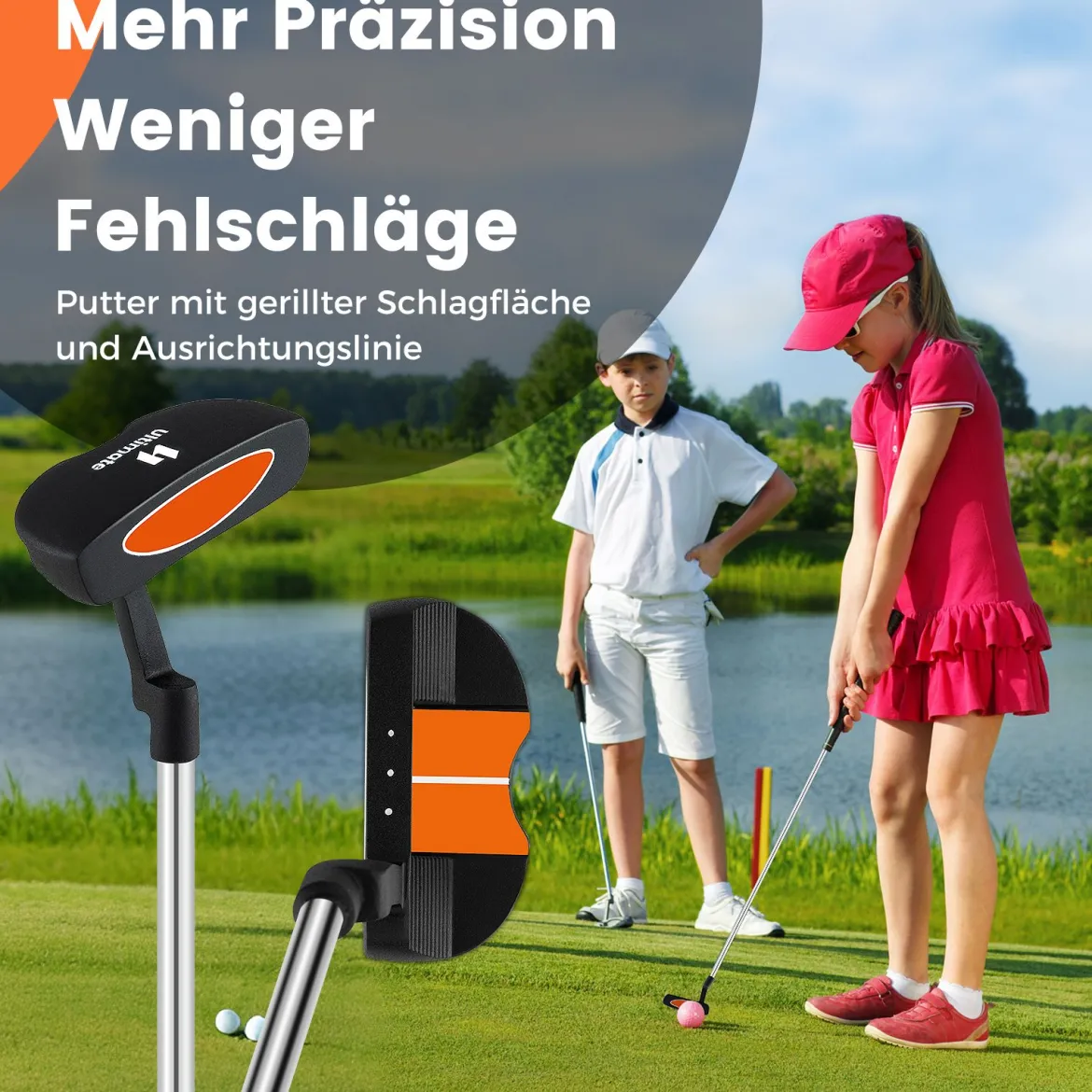 Kinder Komplettes Golf-Schlägerset Rechtshänder Golfset für Kinder von 11-13 Jahren Orange