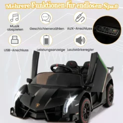 Kinder Lamborghini Elektroauto mit Fernbedienung & LED Scheinwerfer & Hupe & Musik Kinderfahrzeug