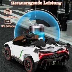 Kinder Lamborghini Elektroauto mit Fernbedienung & LED Scheinwerfer & Hupe & Musik Kinderfahrzeug