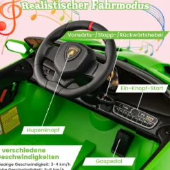 Kinder Lamborghini Elektroauto mit Fernbedienung & LED Scheinwerfer & Hupe & Musik Kinderfahrzeug