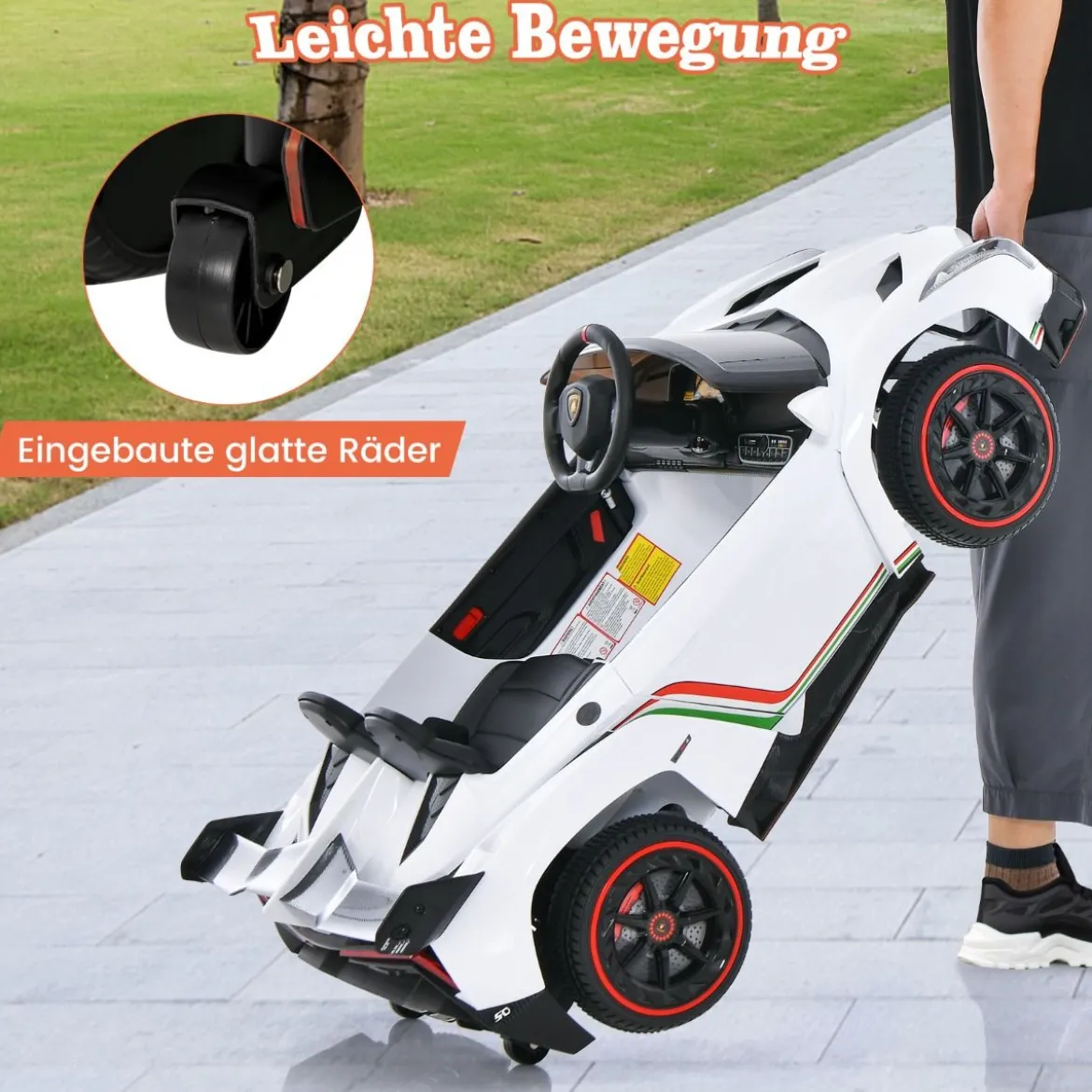 Kinder Lamborghini Elektroauto mit Fernbedienung & LED Scheinwerfer & Hupe & Musik Kinderfahrzeug
