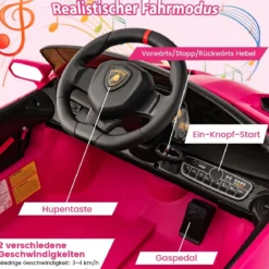 Kinder Lamborghini Elektroauto mit Fernbedienung & LED Scheinwerfer & Hupe & Musik Kinderfahrzeug