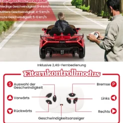 Kinder Lamborghini Elektroauto mit Fernbedienung & LED Scheinwerfer & Hupe & Musik Kinderfahrzeug