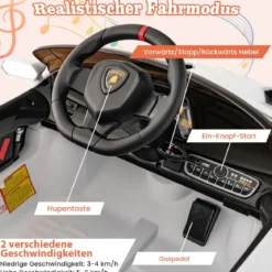 Kinder Lamborghini Elektroauto mit Fernbedienung & LED Scheinwerfer & Hupe & Musik Kinderfahrzeug