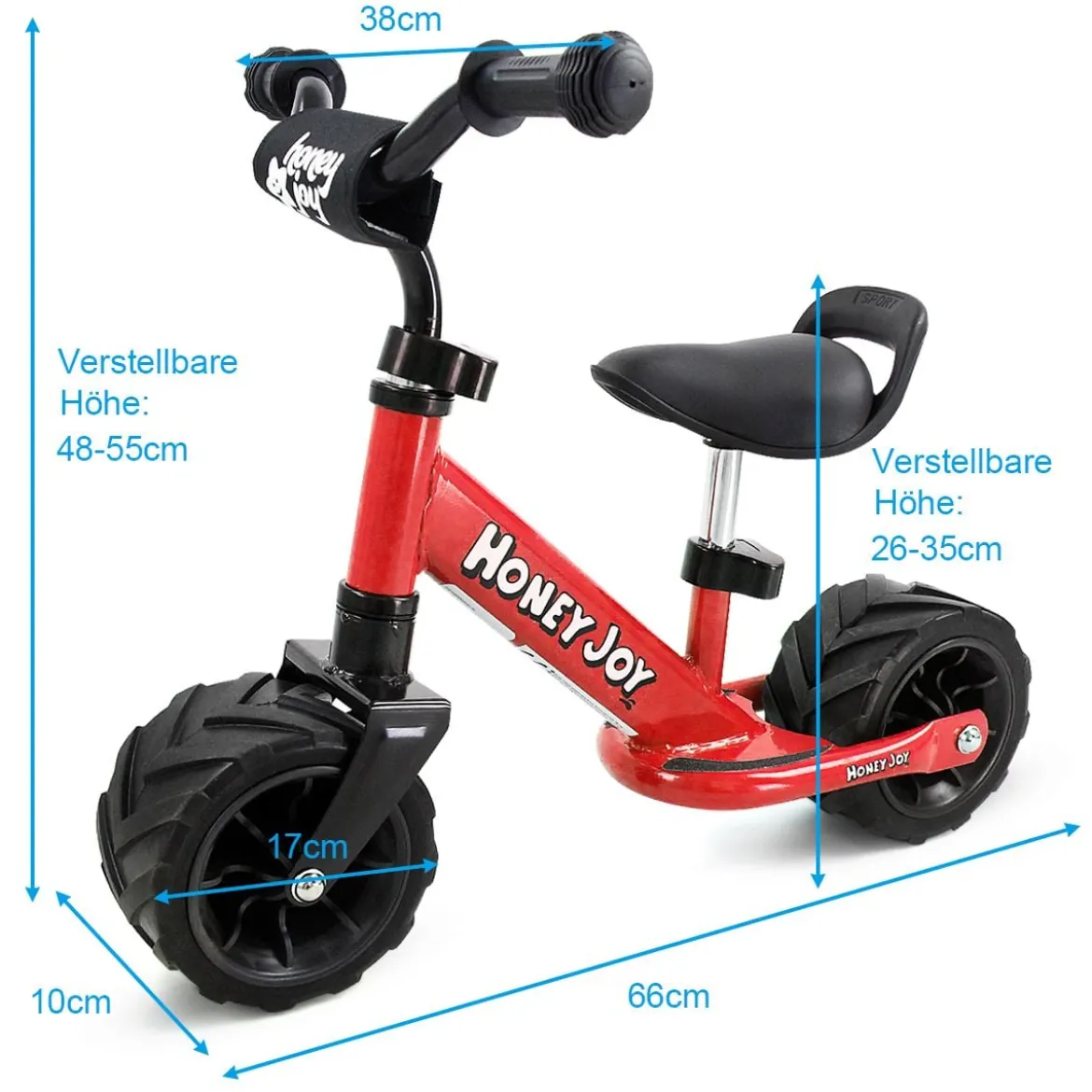 Kinderlaufrad Kinder Fahrrad Lauflernrad Rot 66 x 38 x 55 cm