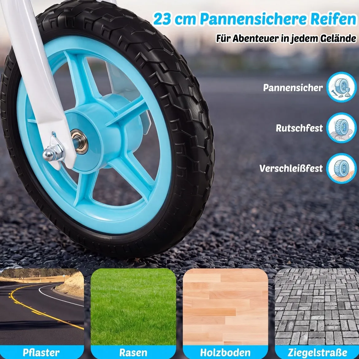 Kinderlaufrad mit Höhenverstellbarem Lenker für Kinder ab 3 Jahren Tragkraft 20 kg Blau