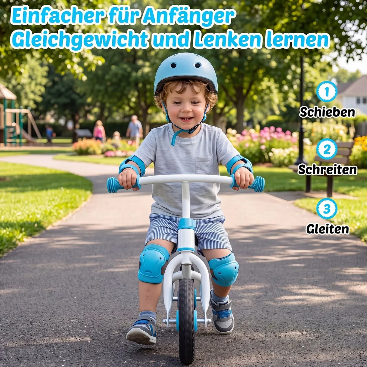 Kinderlaufrad mit Höhenverstellbarem Lenker für Kinder ab 3 Jahren Tragkraft 20 kg Blau