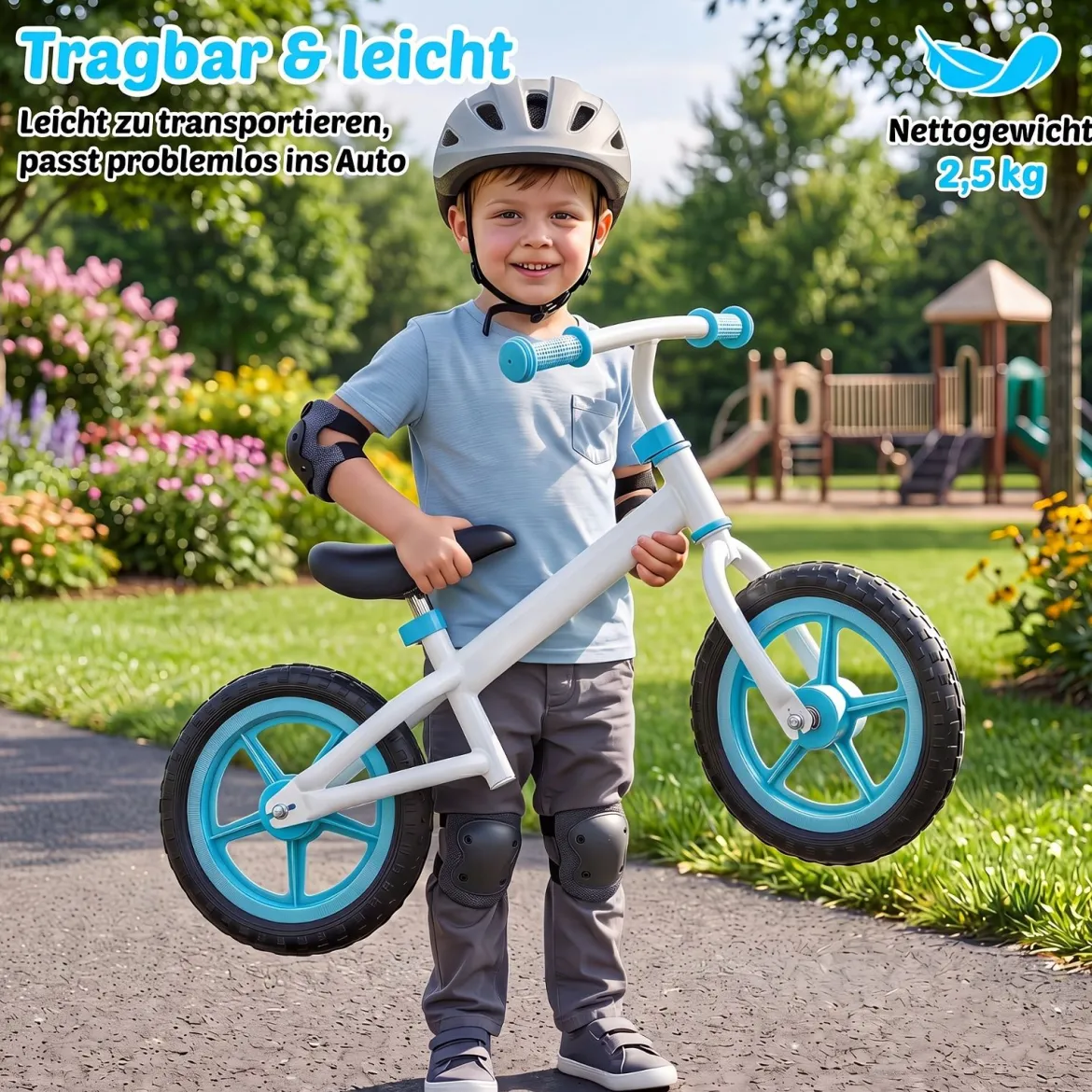 Kinderlaufrad mit Höhenverstellbarem Lenker für Kinder ab 3 Jahren Tragkraft 20 kg Blau