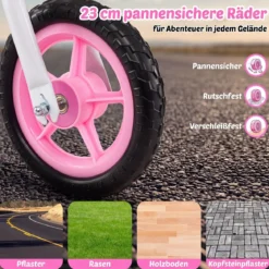 Kinderlaufrad mit Höhenverstellbarem Lenker für Kinder ab 3 Jahren Tragkraft 20 kg Rosa