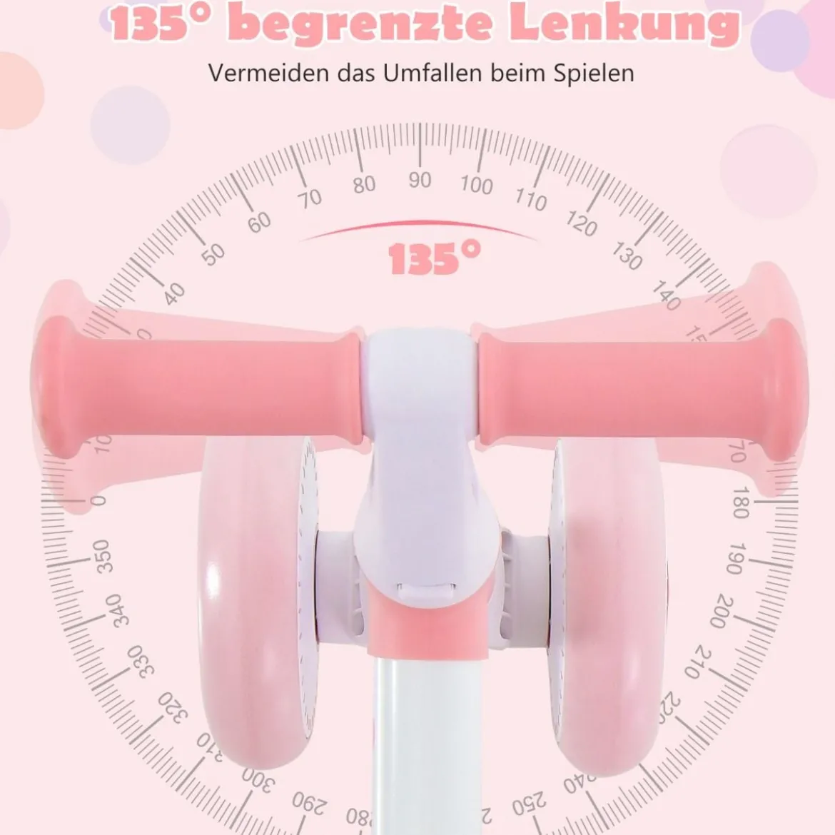 Kinder Laufrad mit Verstellbarer Sitzhöhe & Klappbarem Design Lauflernrad ab 1 Jahre Rosa