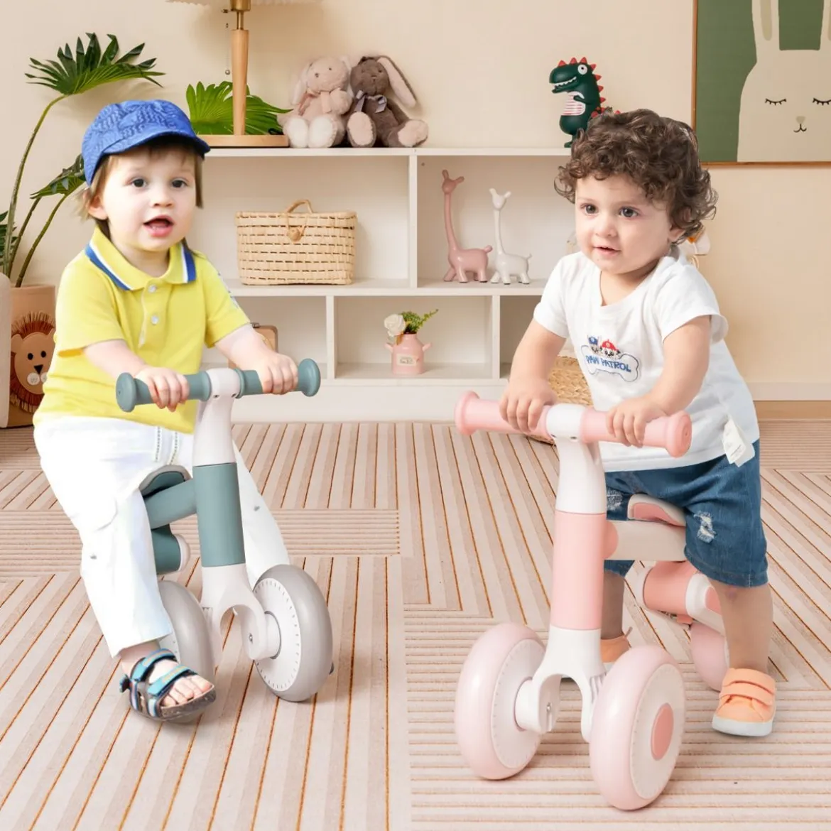 Kinder Laufrad mit Verstellbarer Sitzhöhe & Klappbarem Design Lauflernrad ab 1 Jahre Rosa