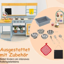 Kinder Matschenküche Fichtenholz Picknicktisch Bank Tafel Wasserbehälter Spüle Zubehör Bunt