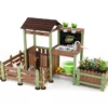 Kinder Matschküche Holz Gartenspielküche mit Pflanzkasten & 2 Blumentöpfen für Kinder ab 3 Jahren