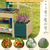 Kinder Matschküche mit Pflanzkasten & Rankgitter Outdoor Kinderküche mit Wasserfunktion Natur + Grün