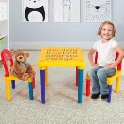 Kindermöbel 3 tlg. Kindersitzgruppe inkl.Kinderstuhl und Tisch Farbig