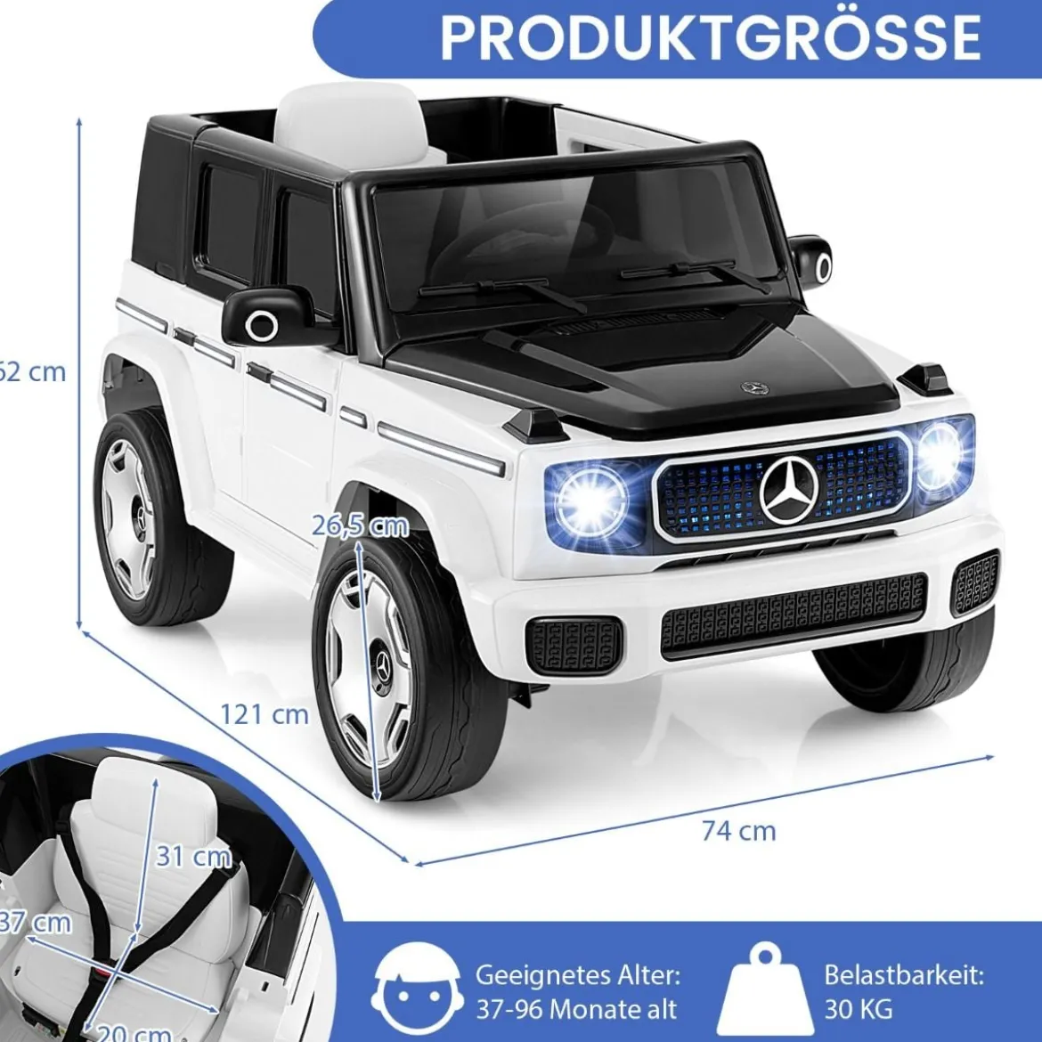 Kinder Mercedes-Benz Elektroauto mit 2,4G Fernbedienung & Scheinwerfer 12V Elektrofahrzeug