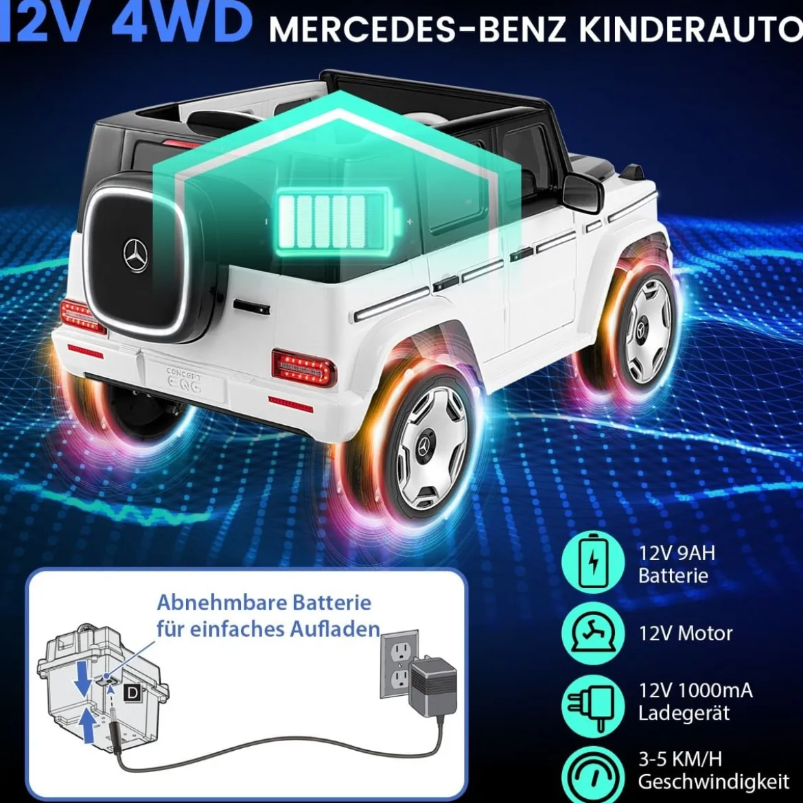Kinder Mercedes-Benz Elektroauto mit 2,4G Fernbedienung & Scheinwerfer 12V Elektrofahrzeug