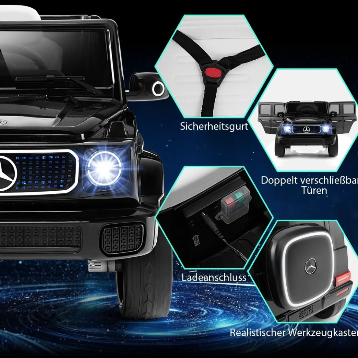 Kinder Mercedes-Benz Elektroauto mit 2,4G Fernbedienung & Scheinwerfer 12V Elektrofahrzeug