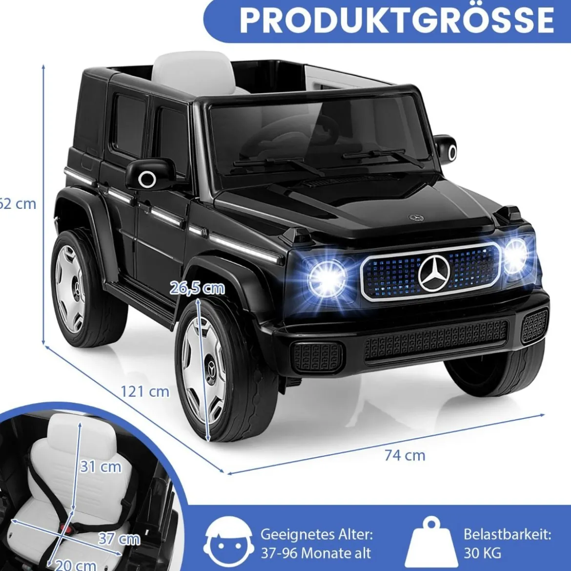 Kinder Mercedes-Benz Elektroauto mit 2,4G Fernbedienung & Scheinwerfer 12V Elektrofahrzeug
