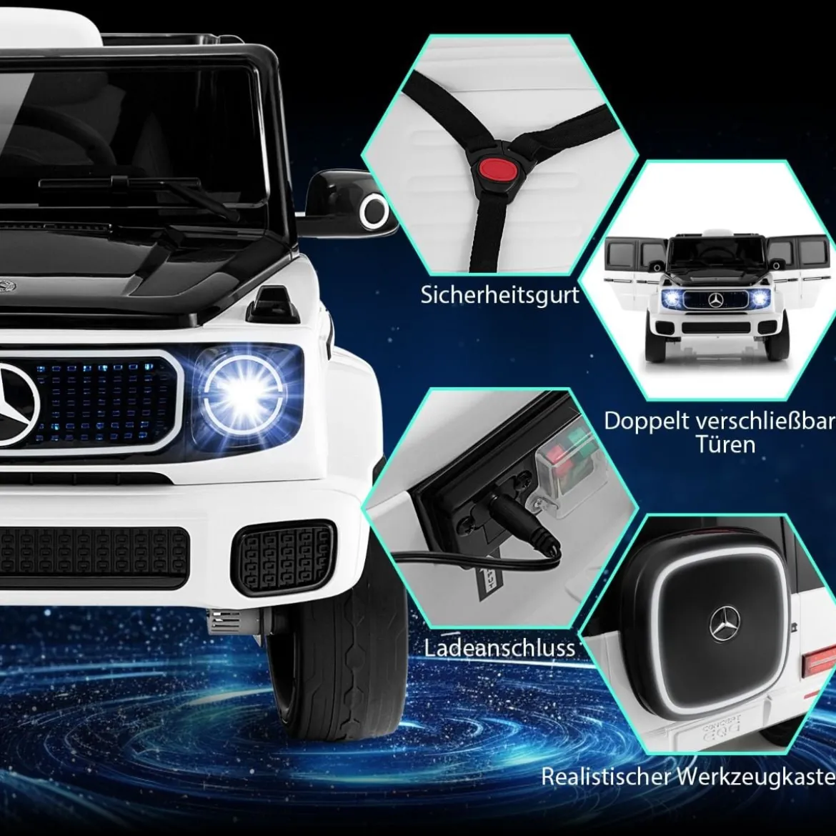 Kinder Mercedes-Benz Elektroauto mit 2,4G Fernbedienung & Scheinwerfer 12V Elektrofahrzeug