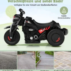 Kinder Motorrad mit Seifenblasenmaschine & Musik & LED Scheinwerfer Kindermotorrad Schwarz