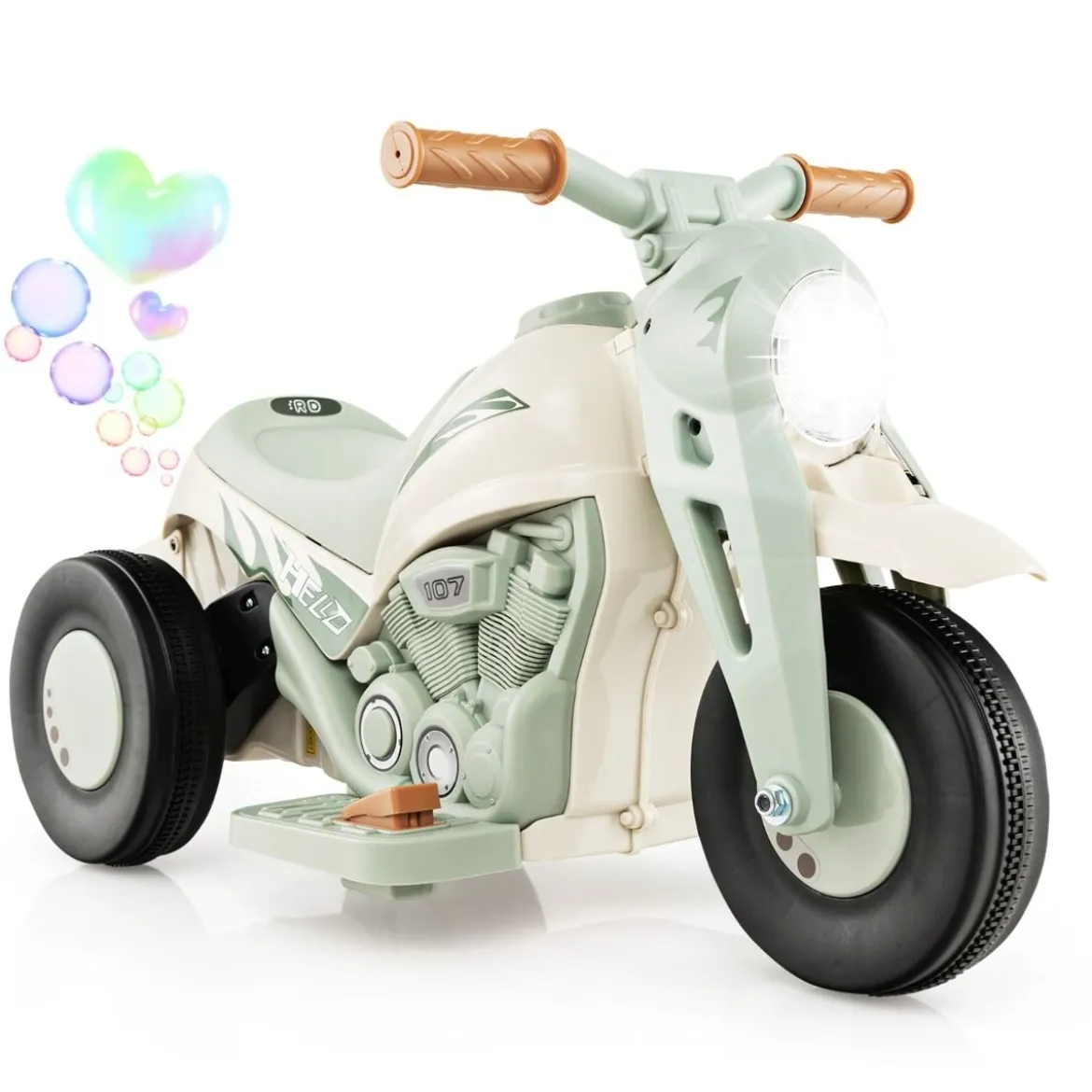 Kinder Motorrad mit Seifenblasenmaschine & Musik & LED Scheinwerfer Kindermotorrad Beige