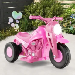 Kinder Motorrad mit Seifenblasenmaschine & Musik & LED Scheinwerfer Kindermotorrad Rosa