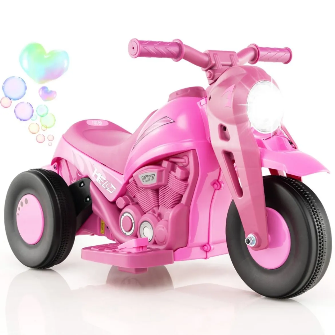 Kinder Motorrad mit Seifenblasenmaschine & Musik & LED Scheinwerfer Kindermotorrad Rosa
