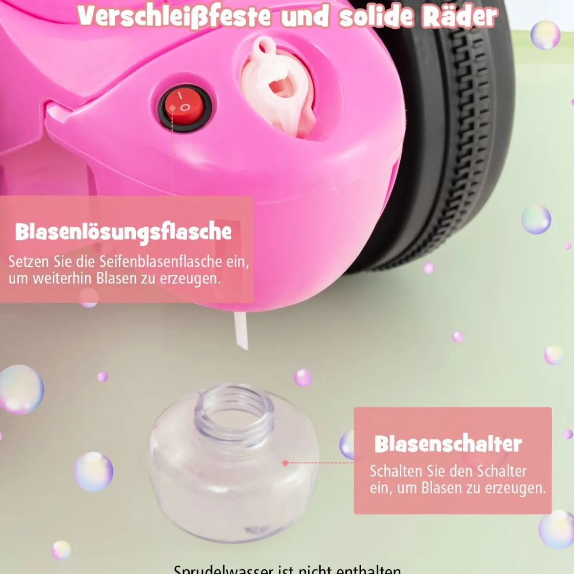 Kinder Motorrad mit Seifenblasenmaschine & Musik & LED Scheinwerfer Kindermotorrad Rosa
