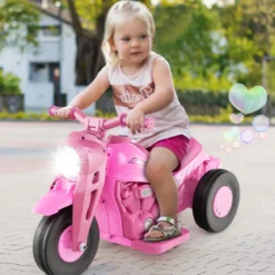 Kinder Motorrad mit Seifenblasenmaschine & Musik & LED Scheinwerfer Kindermotorrad Rosa