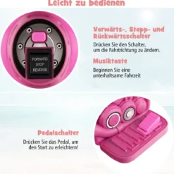 Kinder Motorrad mit Seifenblasenmaschine & Musik & LED Scheinwerfer Kindermotorrad Rosa