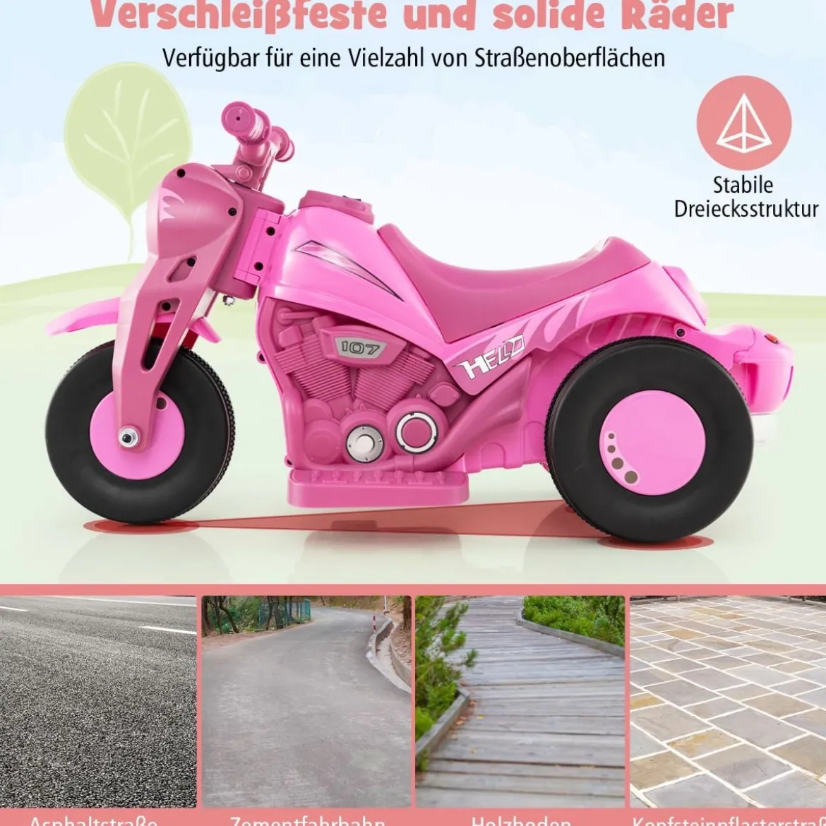 Kinder Motorrad mit Seifenblasenmaschine & Musik & LED Scheinwerfer Kindermotorrad Rosa