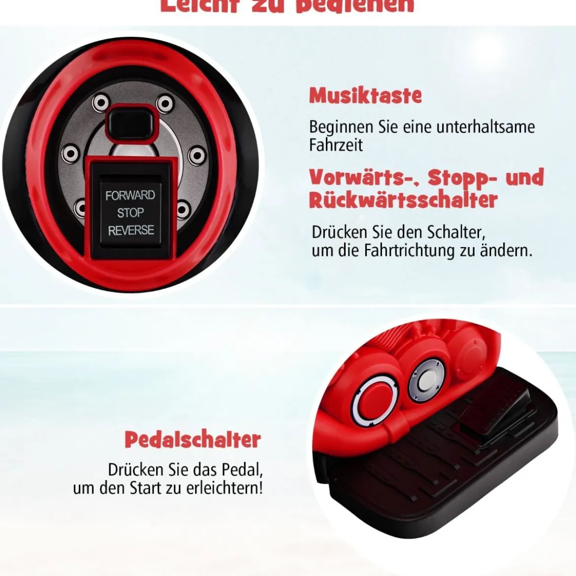 Kinder Motorrad mit Seifenblasenmaschine & Musik & LED Scheinwerfer Kindermotorrad Rot