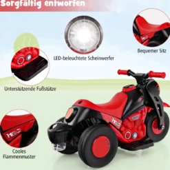 Kinder Motorrad mit Seifenblasenmaschine & Musik & LED Scheinwerfer Kindermotorrad Rot
